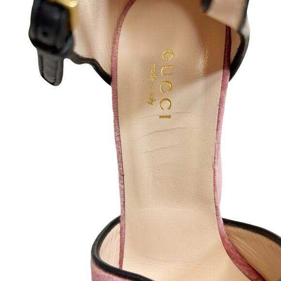 GUCCI Tibet Velvet Pearl Bee GG Embellished Heeled Sandals - Picture 12 of 12